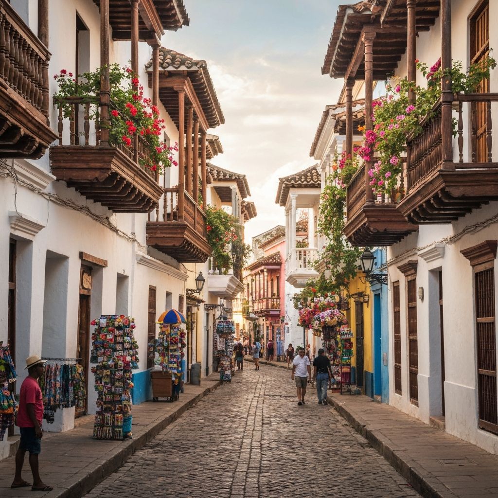 Cartagena, Colombia - Colorful old town streets